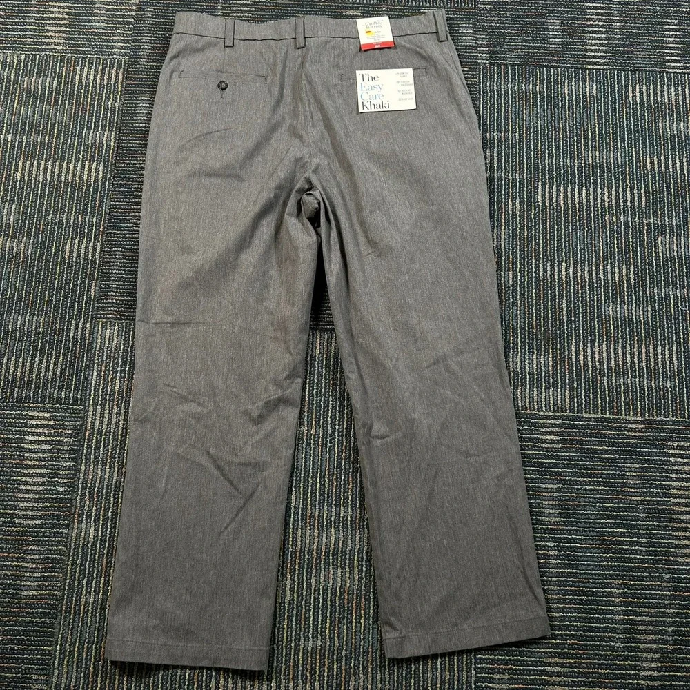Croft and Barrow Dress Pants 38x30 Gray Easy Care Classic Fit Stretch Khakis New
